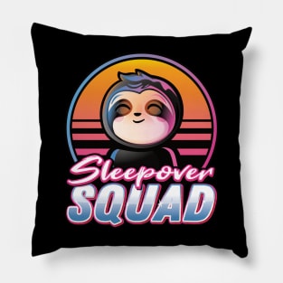 Sleepover Squad Kawaii Sloth Sunset Retro Pillow