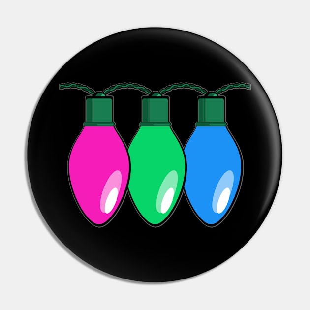 Polysexual Pride Christmas Lights Pin by wheedesign