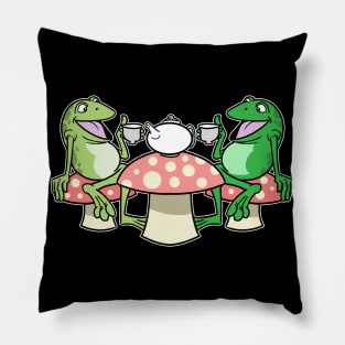 Cottagecore Aesthetic Frog Tea Time Fairycore Pillow