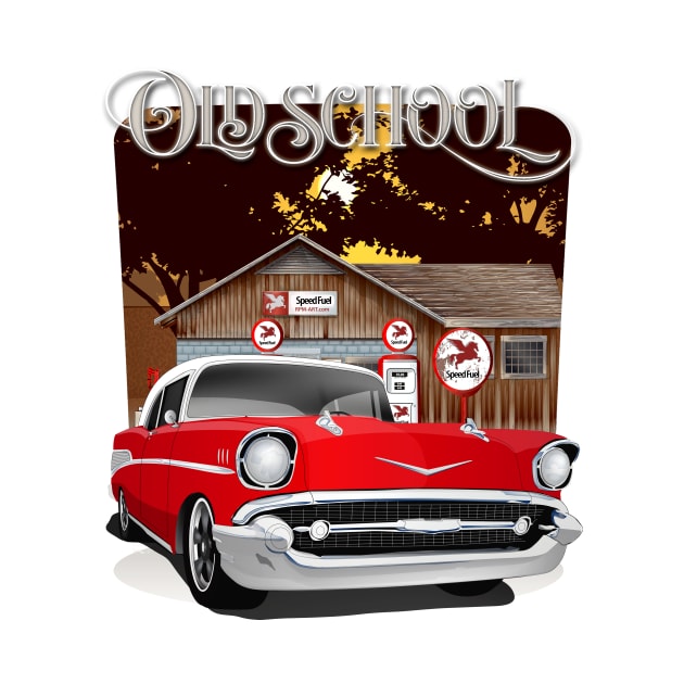 1957 Red and White Old School Chevy Bel Air by RPM-ART