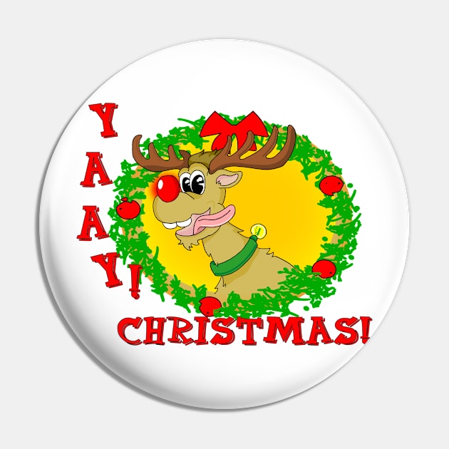 Rudolph The Reindeer Funny Christmas Retro Cartoon Pin by sillyindustries