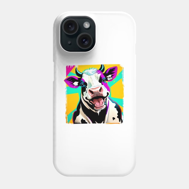 Modern Abstract Pop Art Style Laughing Cow Drawing Phone Case by thejoyker1986