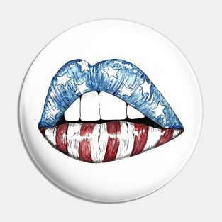 American Flag Lips Pin