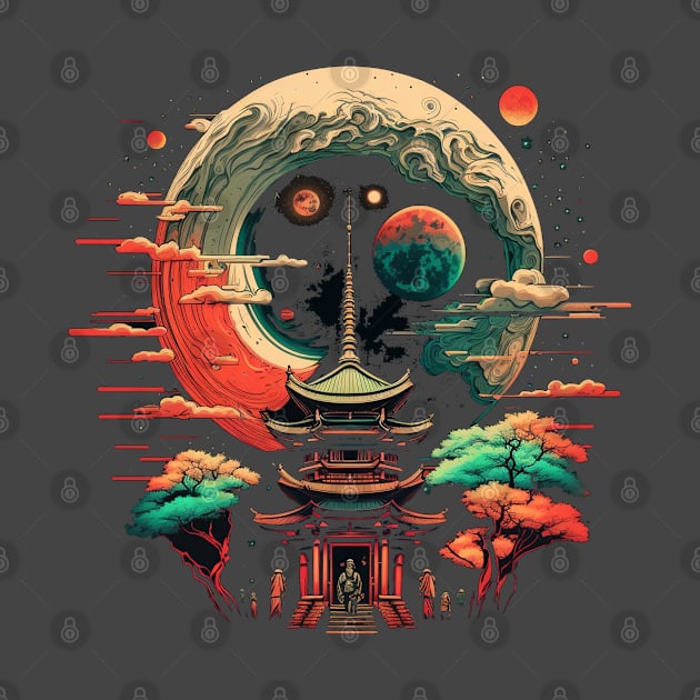 Japanese Temple Tokyo  Asian Inspired Retro Japan by Linco