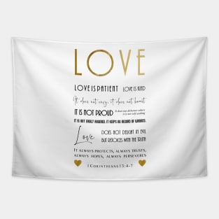 Love is patient Love is kind Bible Verse Christian Typography Tapestry