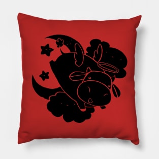 Angel Cow - Black Color Pillow