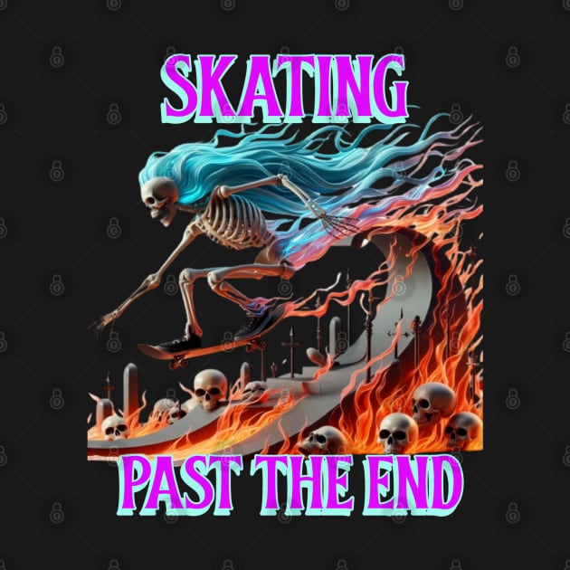 Fiery Skating Skeleton A Death-Defying Ride by coollooks