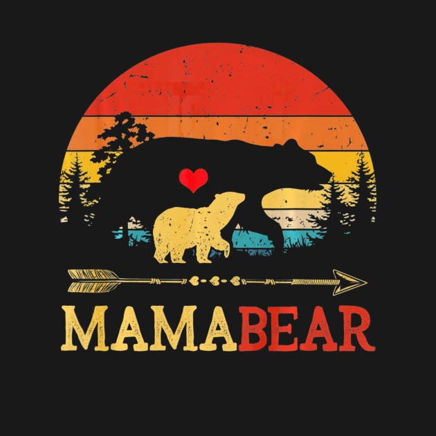 Mama Bear Tshirt Funny Vintage Sunset Shirt Gift by schaefersialice