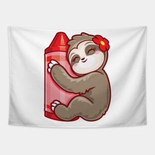 Red Crayon Coloring Sloth back to school gifts Tapestry