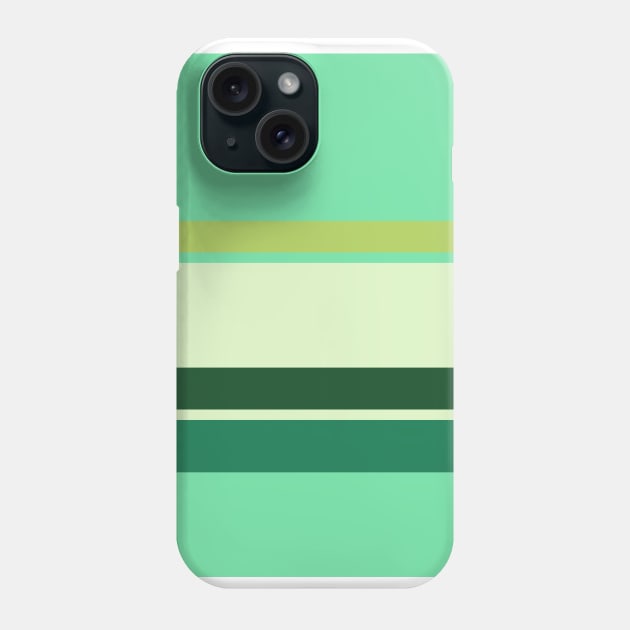 The onliest amalgam of Dark Sea Green, Medium Aquamarine, Very Light Green, Cal Poly Pomona Green and Light Olive stripes. Phone Case by Sociable Stripes