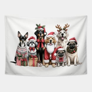 Christmas Dogs Family Tapestry