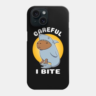 Careful I bite Capybara Shark Costume Phone Case