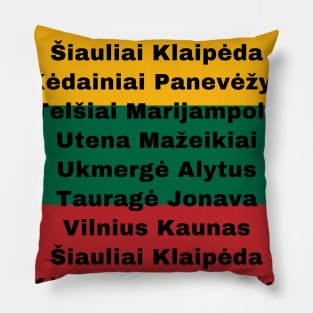 Lithuania Flag Colors with Cities Pillow