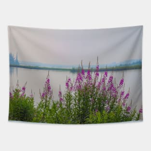 USA. Alaska. Fireweeds on the River Shore. Tapestry