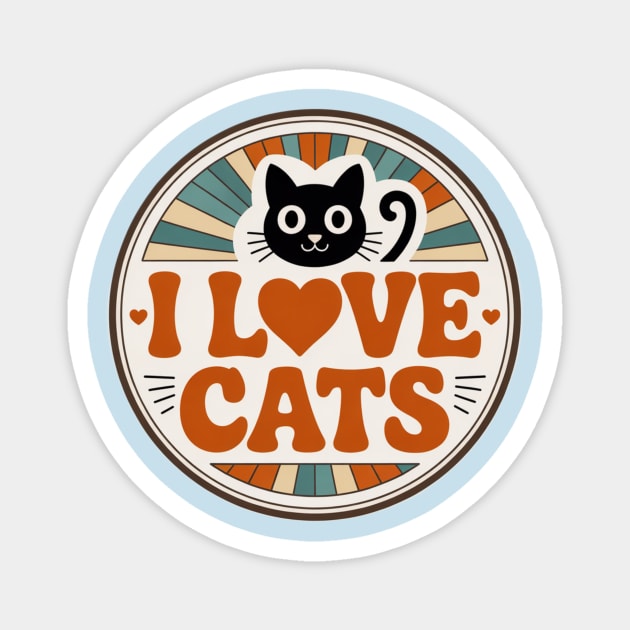 Retro I Love Cats Magnet by Pete the Cat Guy