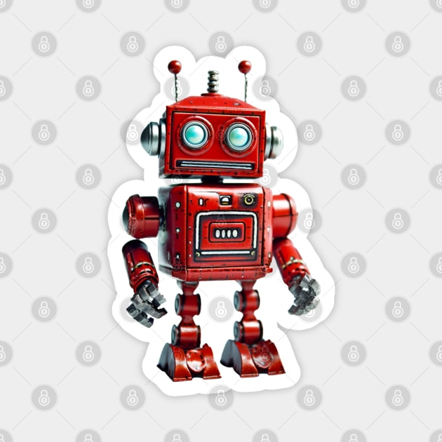 Robotic Retro Cute Red Kid's Toy - 3D Character Design Magnet by Lematworks