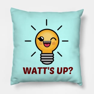 Watt's Up? - Cute Bulb Pun Pillow