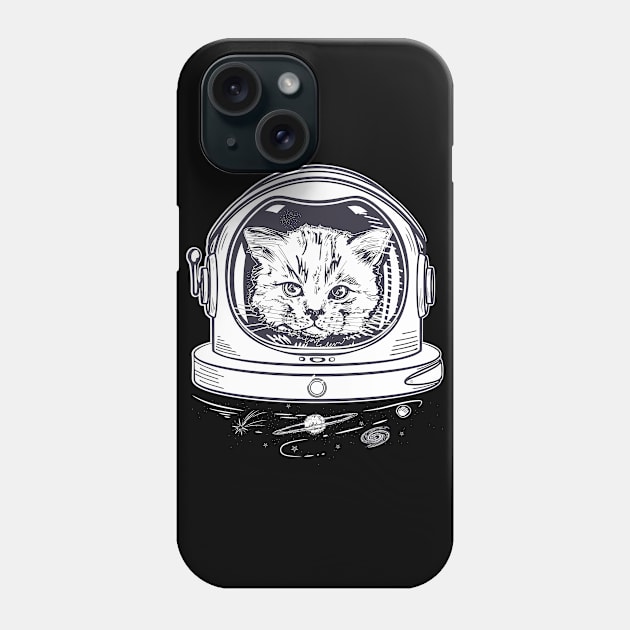 astrocat cute cat Phone Case by Retro Vintage