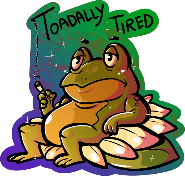 Toadally Tired Kids T-Shirt by OKdandy