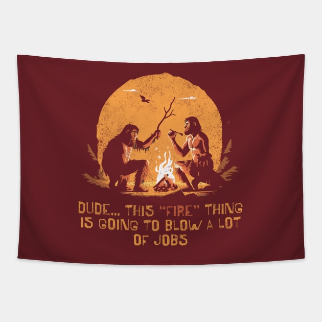 Concerned cavemen Tapestry by WickedAngel