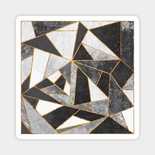 Black, White and Gold Modern Mosaic Geometric Line Pattern Magnet