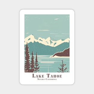 Lake Tahoe Abstract Vintage Travel Poster Magnet