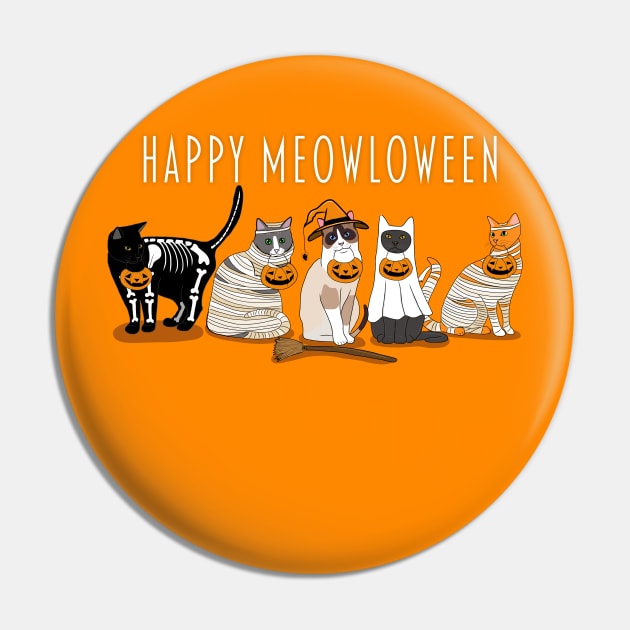 Happy Meowloween Cats Pin by KilkennyCat Art