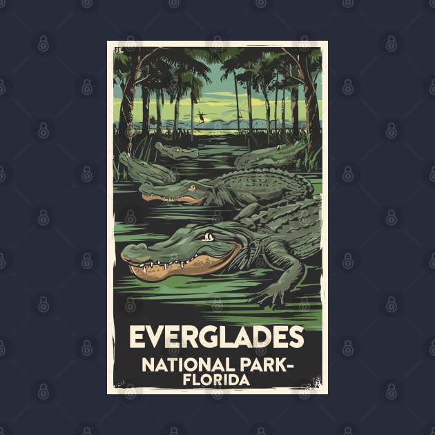 A Vintage Travel Art of the Everglades National Park - Florida - US by goodoldvintage