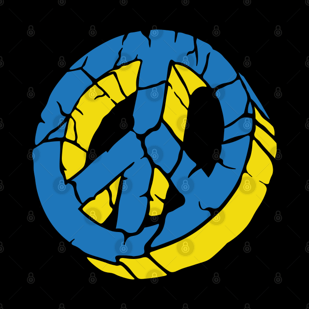 Blue and Yellow Peace Sign Ukraine Flag Colors Peace Symbol by Vive Hive Atelier