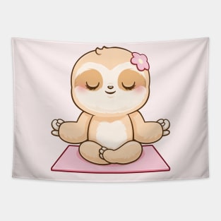 Cute Sloth Meditating Girl Tapestry