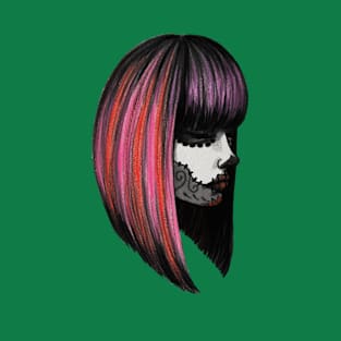 Purple hair skull girl T-Shirt