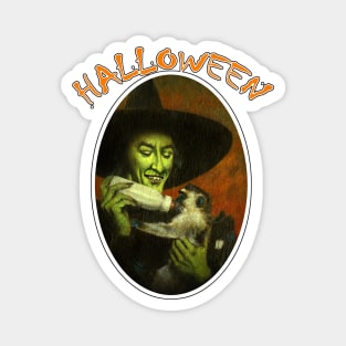 Halloween Witch And Monkey Magnet