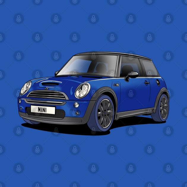 Blue Mini Cooper Car by Webazoot