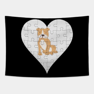 Staffordshire Bull Terrier Heart Jigsaw Pieces Design - Gift for Staffordshire Bull Terrier Brown Lovers Tapestry