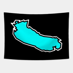 Gabriola Island in a Cool Turquoise Blue Colour - Simple Silhouette - Gabriola Island Tapestry