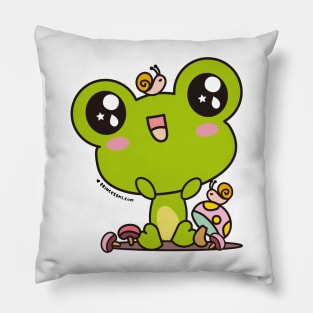 cute frog, kawaii frog cartoon Pillow