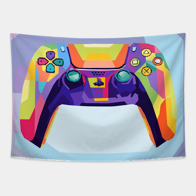 Playstation 5 Controller Wpap Pop Art Tapestry by Zet Art