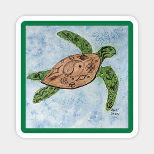 Tattooed Sea Turtle Magnet