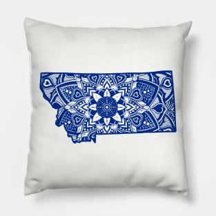 Blue Montana State Gift Mandala Yoga MN Art Pillow