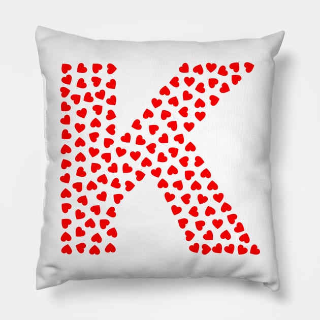 Letter K Heart Shape Initial Pillow by Sanu Designs