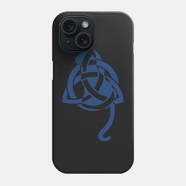 Blue Celtic Triquetra Cat Phone Case by DepicSpirit