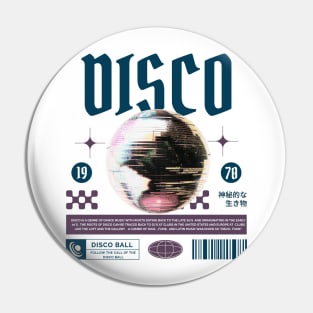 DISCO  - Grainy Mirror Ball (navy/lavender) Pin