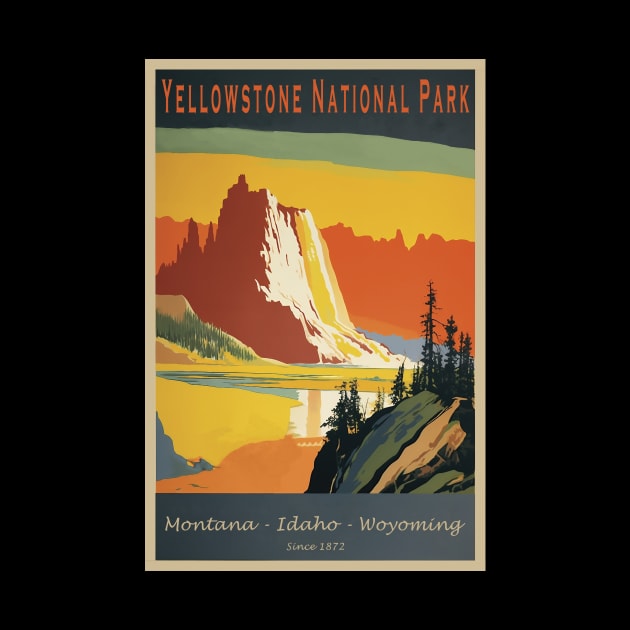 Yellowstone National Park Vintage Poster by GreenMary Design