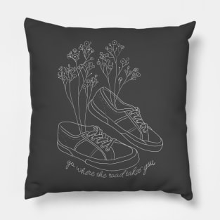 Shoes art with flowers white Pillow