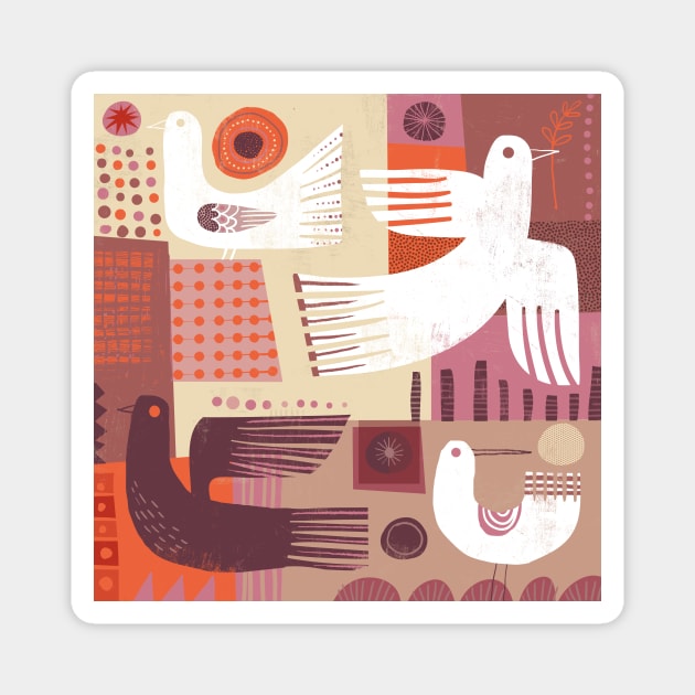 Pink Birds Magnet by Gareth Lucas