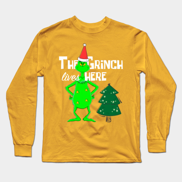 Grinches Face Christmas Gift Present For Merry Xmas 2019 Grinch Smiley Long Sleeve T Shirt Teepublic