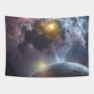 Planets Nebula Cloud In Dark Space Tapestry