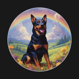 Beauceron Memorial Rainbow Bridge Colorful Dog Art T-Shirt