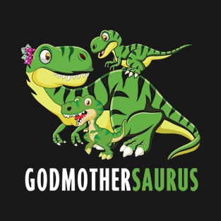 Godmothersaurus Cute Godmother Saurus Dinosaur Christmas T-Shirt