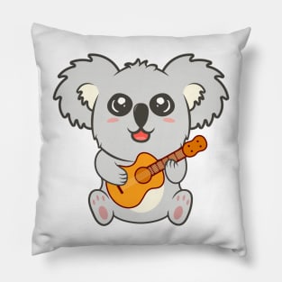 Adorable koala Playing Acoustic Guitar Cartoon Pillow